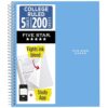 Five Star Spiral Notebook + Study App, 5 Subject, College Ruled Paper, 8-1/2" x 11", 200 Sheets, Fights Ink Bleed, Water Resistant Cover, Pacific Blue (73635)