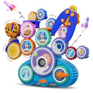 Fivoro STEM Gears Toys for Kids Ages 3+, Creative Learning Building Blocks, 18Pcs Educational Construction Toy Set, Electric & Manual Dual Mode, Versatile Gear Playset Gift for Boys & Girls