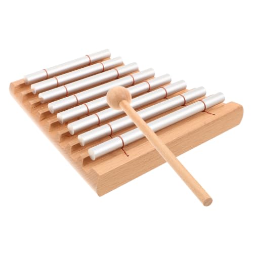 FIXOSHEE Mini Metal Glockenspiel Xylophone Wooden and Metal Percussion Instrument with Eight Distinct Notes Bright Tone and Easy to Use Educational for Music Teaching and Group Play