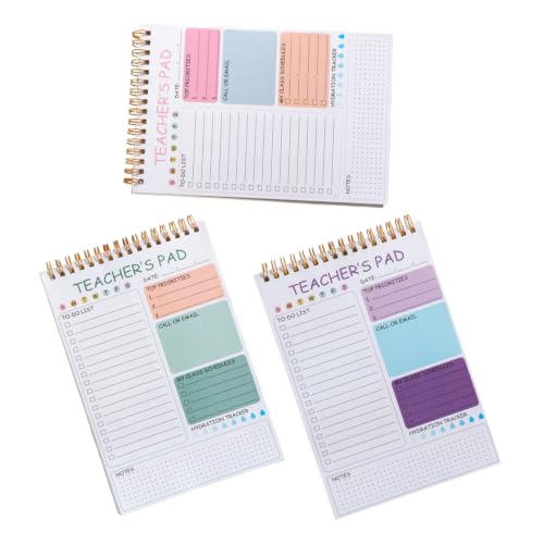 FIXOSHEE Teacher Planner 9 Inch Compact Desk Notepad 2026 Weekly Undated 3pcs Lesson Planner with Paper and Metal Materials, Clean and Professional Design for Teachers for School and