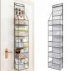Fixwal 6-Shelf Over The Door Hanging Pantry Organizer Hanging Storage with Clear Plastic Pockets Behind The Door Storage Organizer with 3 Small PVC Pockets for Closet Bedroom Bathroom (Grey)