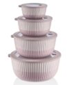 Fizu Home Dora 8-Piece Airtight Mixing Bowl Set with Lids (Pink)