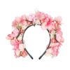 Fjewroney Flower Headband for Women, Floral Crown Hairpiece for Wedding, Party, Festival, Photoshoot – Artificial Floral Headband Hair Hoop for Women (Pink White Flower)