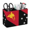 Flag of Papua New Guinea Desk Organizer PU Leather Caddy Holder