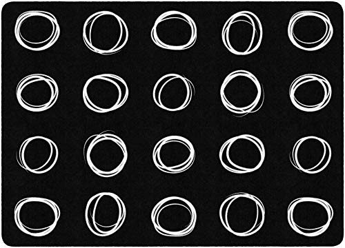 Flagship Carpets Circle Sampler Abstract Educational Area Rug for Kids Room or Childrens Classroom Carpet, Playroom or Home Learning, 6' x 8'4", Black