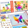 Flamax Magnetic Tangram for Kids Ages 4-8 with 30 Theme Pages & 368 Solutions Patterns Booklet & Metal Board, Magnetic Tangrams Puzzle for Kid, Magnet Tangrams Puzzle, Tangram for Kids Ages 4-8