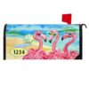 Flamingo Girlfriends Fully Magnetic Mailbox Cover, Pink Flamingos Summer Mailbox Wrap with Address Numbers, UV-Protected, Fits Standard Mailboxes