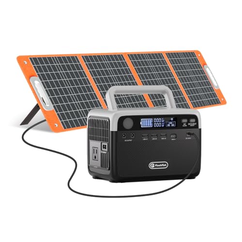 Flashfish Power Station 230.4Wh With Solar Panel 100W, Electric Generator With Solar Charger, LiFePO4 Battery Power Station, Suitable for Outdoor Camping, Travel and Emergencies