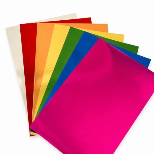 FLCPJGV Craft Holographic Paper, Orange, Red, Mirror Finish Foil Cardstock Sheets for Craft Projects & Creative Packaging, Pink, Blue, for Displays, 375g Silver Cardboard, 787x546mm