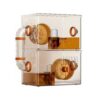 FLCPJGV Hamster Cage Clear Acrylic Animal Habitat Stackable Enclosure Starter Kit Easy Maintenance Suitable for Pet Care Bedroom Display Single, Orange, 2-Layer Large Wheel