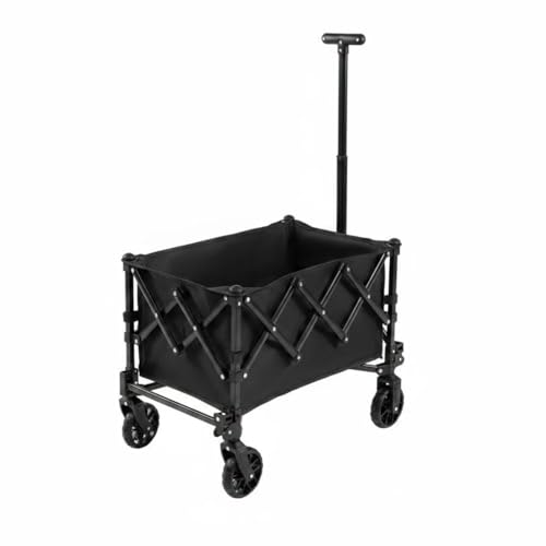 FLCPJGV Outdoor Folding Cart Camping Wagon Utility Cart Garden Trolley Beach Cart Steel Frame Rapid Detach Wheels Foldable Frame Swivel Wheels Suitable for, Mini Quick-Release Wheel Camping Cart