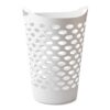 Flexible Round Laundry Hamper, White, Plastic, Collapsible Storage Basket for Laundry