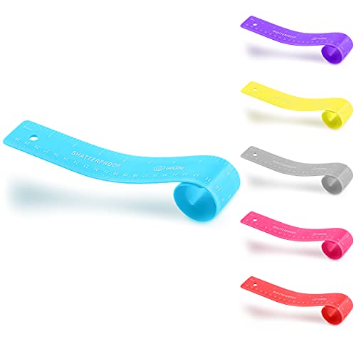 Flexible Ruler Blue, 12 in (30 cm) Soft Plastic Shatter Resistant Straight Edge Ruler, Bendable Kids & Adults Ruler w/Inches & Metrics Also Available in Pink, Purple, Red, Grey, Green, 1 Pc –By Enday