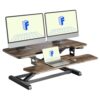 FLEXISPOT 36" Electric Standing Desk Converter, Motorized Sit to Stand Desk Riser, Height Adjustable Desktop Dual Monitor Workstation with Large Keyboard Tray, Rustic Color
