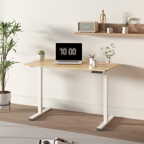 FLEXISPOT Electric Height Adjustable Kids Desk, Motorized Sit Stand Study Table for Children Ages 3-10, Ergonomic Childrens Desk with 48 x 24 Inch White Desktop, 154 lbs Capacity