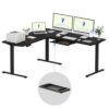 FLEXISPOT L Shaped Standing Desk, 71 x 63 Inch Electric Height Adjustable Corner Desk, Sit Stand Computer Workstation, Preset Controller, Home Office, Black Frame with Black Top, Black Drawer