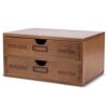 Flexzion Wooden Storage Box with 2 Drawers, Vintage Desktop Organizer