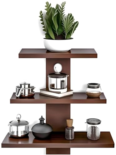 Floating Wall Shelves Set of 3 - Wooden Wall Mounted Shelves for Living Room, Bedroom & Bathroom - Decorative Display Shelves for Home Decor, Books, Plants, Frames and Storage Organization