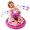 Flooyes Unicorn Sit and Spin Toys for Toddlers Girls 2 Years Old, Christmas Birthday Gifts for 1 2 3 4, with LED and Music, 360° Spin