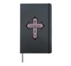 Floral Cross Religious Spiritual Art in Pink Color Hardcover Journal, Black