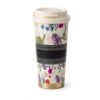 Floral Insulated Travel Coffee Mug with Flip Lid | Reusable Stainless Steel Tumbler | Botanical Flower Drink Cup for Office, Home & Travel