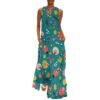 Floral Womens Sleeveless Maxi Dress Ankle Length Long Summer Dresses Casual Flowy A Line Dress Notch Neck Vacation Resort Wear Stretch,XX-Large (xx_l)