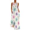 Floral Womens Sleeveless Maxi Dress Ankle Length Long Summer Dresses Casual Flowy A Line Dress Notch Neck Vacation Resort Wear Stretch,5X-Large