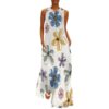 Floral Womens Sleeveless Maxi Dress Ankle Length Long Summer Dresses Casual Flowy A Line Dress Notch Neck Vacation Resort Wear Stretch,5X-Large