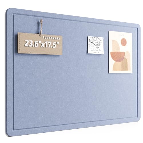 Fluxynara Bulletin Board, 23.6" x 17.5" Cork Board Alternative with 12 Safe Removable Adhesive Tabs, Foldable Felt Pin Board for Home Office, Classroom, Bedroom,Entryway for Walls—Soft Periwinkle