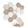 Fluxynara Hexagon Cork Board Alternative for Walls Decor-15-Pack Felt Bulletin Board Tiles,with 70 Adhesive Tabs for Office,Classrooms & Home Pin Board Felt Board-Stone Beige