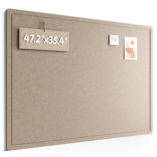 Fluxynara Large Bulletin Board, 47.2" x 35.4" Cork Board Alternative with 24 Safe Removable Adhesive Tabs, Foldable Felt Pin Board for Home Office, Classroom, Bedroom,Entryway for Walls—Taupe