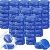 FLUZOV Automatic Flush Toilet Bowl Cleaner Tablets, Bathroom Toilet Tank Cleaner, Toilet Blue Deep Clean Bubbles, Powerful Cleaning Ball, Lemon Scent Pack of 10