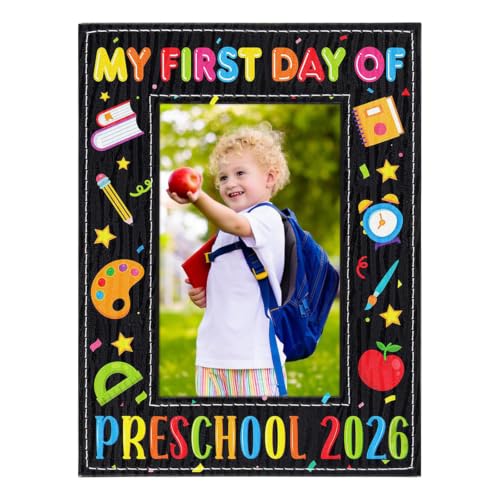 FLYAB My First Day of Preschool Picture Frame - 2026 My 1st Day of Prschool Pre-K Kindergarten Photo Frame First Day of Preschool Gifts for Kids Boys Girls Back to School First Day of School Gifts