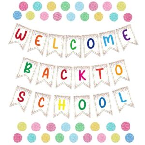 FLYAB Welcome Bulletin Board Decorations - 55 PCS Confetti Pennants Welcome Back to School Banner for School Classroom Decorations Teacher Supplies