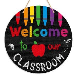 FLYAB Welcome Sign for Classroom - 11.5" Coloful Welcome to Our Classroom Door Sign Decorations Back to School Door Hanger Wreath for School Bulletin Board Decorations Teacher Supplies