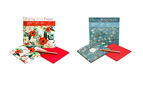 Flying Wish Paper Combo Pack, Orange Blossoms + Almond Blossoms, Mini Kit Combos, Write it, Light it, Watch it Fly, 2 x Mini Kits - 5" x 5" Each