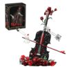 FLYtoysarth Gothic Roses Skeleton Violin Building Set, Dark Floral Musical Instrument Model with Skull Hands, Horror Themed Toy Building Bricks Kit, Home Art Decor, Birthday Gift for Adults(1150 PCS)