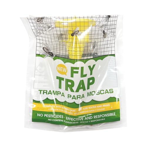 Fly Traps Outdoor 4 Pack, Pre-Baited Hanging Fly Catcher Bags, Fast Acting Non-Toxic Disposable Flies Killer for Outside Trash Areas,Horse Ranch,Barns,Stables,Yard,Patio,Farm & Heavy Fly Control.