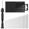 FNANJWQ 20Pcs Micro Hand Drill Bits 1 Pin Vise PCB Drill Twist Bits Set