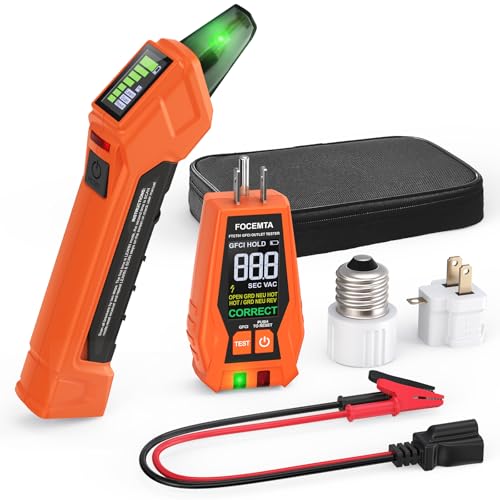 Focemta Circuit Breaker Finder Kit with GFCI Outlet Tester for 90-135V AC Circuits,includes Light Socket Adapter, 3-2 Prong Grounding Adapter & Clip adapter,Portable Electrical Tool with Carrying Case