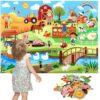 Foilswirl Farm Animals Felt Story Board Set 48pcs 47× 35 Inch Interactive Montessori Birthday Gift Board for Toddlers Storytelling Flannel Early Learning Hanging for Kids Children