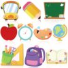 FOIMAS 60pcs Back to School Cutouts, School Bus Pencil First Day of School Paper Cutouts Classroom Bulletin Board Decoration for Teachers Appreciate Graduation Classroom Party Decor