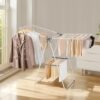 Foldable 2-Tier Clothes Drying Rack with 21 Rods, White