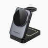 Foldable 3-in-1 15W Fast Wireless Charger, Magnetic Travel Wireless Charging Station Multiple Devices, Strong Magnet, Thin & Portable Wireless Charger for Travel Home Office，Black