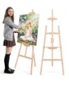 Foldable & Adjustable Art Easel Stand, Wooden Easel Art Easel for Painting Adult Artist Easel Stand for Painting Easle Floor Standing,Wood Easel Stand for Display Canvas Home Studio Classroom,Natural