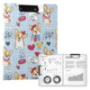 Foldable Clipboard, Cute Dogs on Gingham A4 Clipboard Folder with Double Metal Clips, 360° Foldable Clipboards Binder with Pen Slot for Office Home Organization