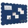 Foldable Decorative Scalloped Felt Bulletin Board 24 * 16 Inches for Wall, Alternative Photo Board Self-Adhesive Vision Board Decorative Pin Board for Wall (Dark Blue)