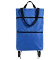 Foldable Shopping Cart , 2‑in‑1 Foldable Shopping Bag with Wheels，Blue