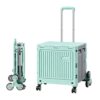 Foldable Shopping Cart, 8-Wheel Stair Climbing Rolling Crate，Green