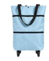 Foldable Shopping Cart, Foldable Shopping Bag with Wheels, Light blue